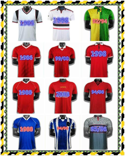 

retro 2002 soccer jersey football man giggs scholes beckham ronaldo cantona solskjaer 06 07 08 94 96 97 98 99 86 88 1990, Black;yellow