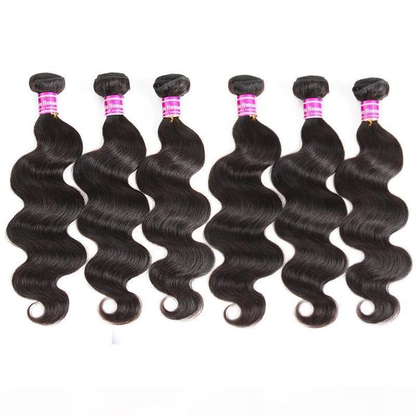 

seller recommend brazilian virgin hair body wave human hair bundles 6 pcs malaysian weave bundles remy human hair extensions ing, Black