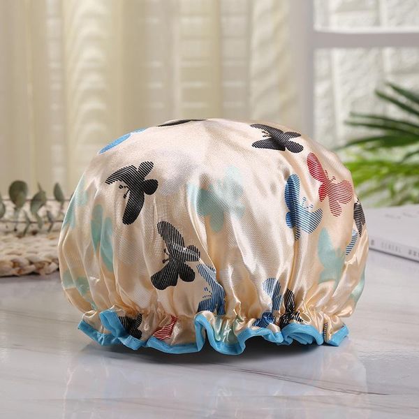 

waterproof shower cap double layer elastic bath hat bathing cap for women spa bathing accessory hair salon bathroom product h wmtved