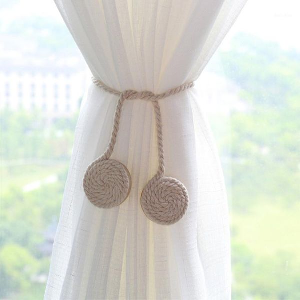 

emvanv round wooden ball cotton rope curtain tieback magnet curtains buckle magnetic curtain holder strap1