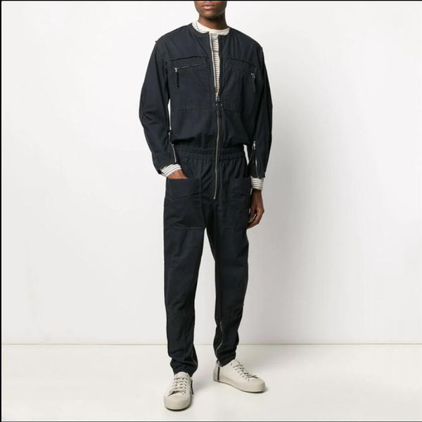 

2020 made for custom men fashionable new european and american slacks loose, personality overalls, pants decoration. 03bf, Black