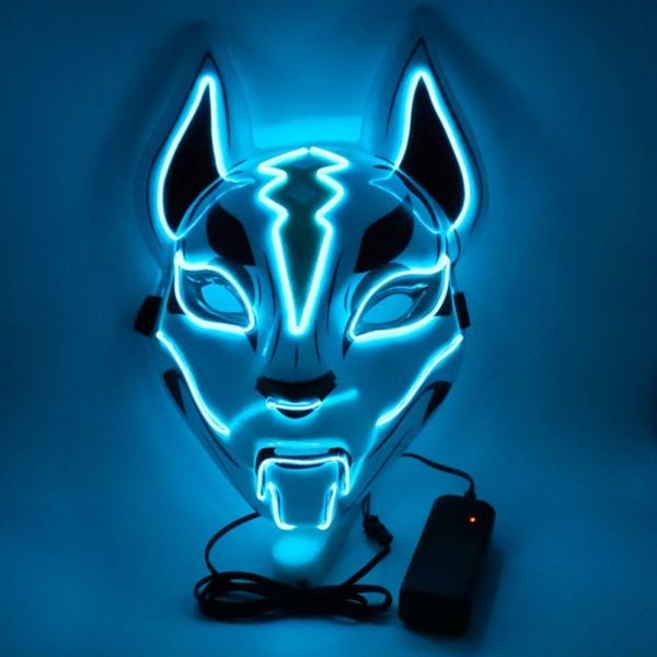 

led костюм реквизит светящийся неоновый joker карнавал фестиваль light up el провода японский fox маска хэллоуин декор рождество