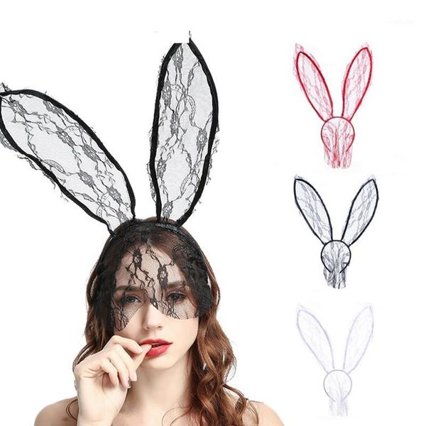 

party masks 1pc women girl hairbands lace ears veil mystery black eye mask masquerade headwear hair accessories1