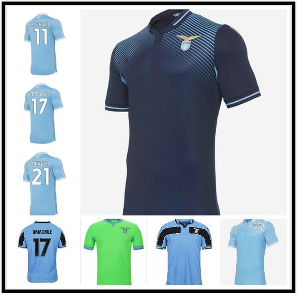 

20 21 lazio soccer jerseys 120th anniversary 2020 2021 immobile luis bastos alberto sergej football men + kids kit shirts, Black;yellow