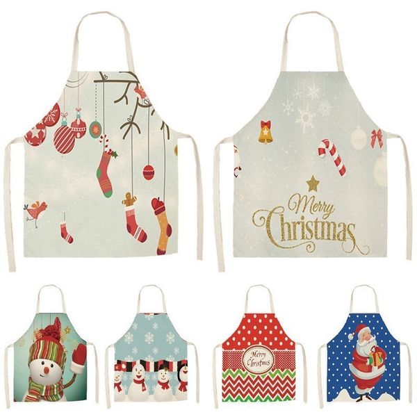 

1pcs christmas apron pinafores cotton linen aprons 53*65cm woman bibs for home kitchen cooking baking accessories cm1006