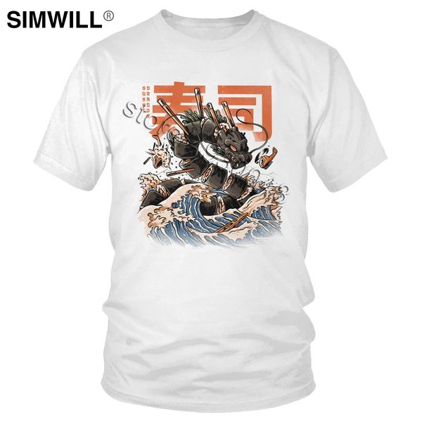 

sushi dragon wave japanese kaiju tshirt food monster tees short sleeves harajuku graphic funny sport hooded sweatshirt hoodie men t shirt