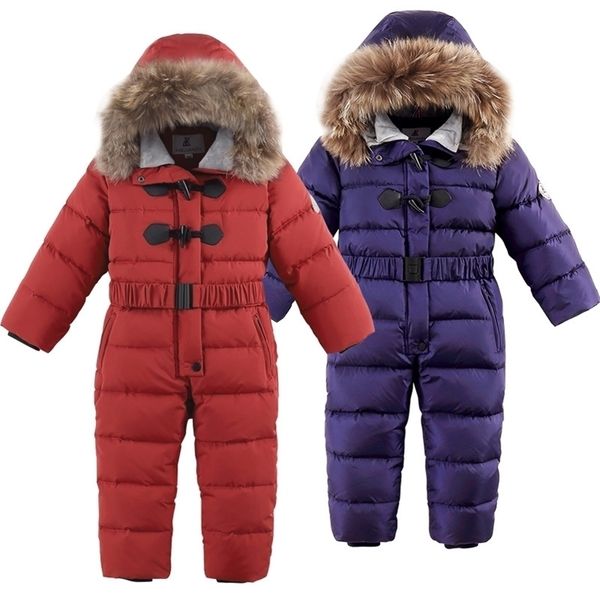 -30 Grad Winter Kinder siamesische Daunenjacke wasserdicht Daunenjacke für Jungen Große Größe Dicke Skijacke für Mädchen Jumpsuit Mäntel LJ201017