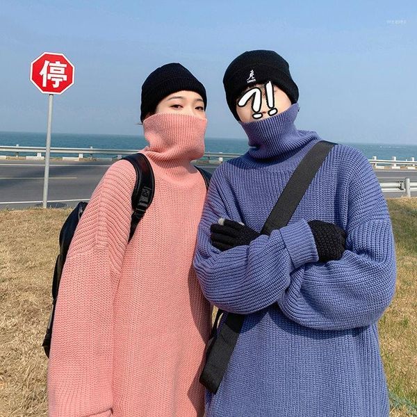 

winter thick turtleneck sweater men's warm fashion casual knit pullover men loose korean knitting sweaters mens clothes -2xl1, White;black