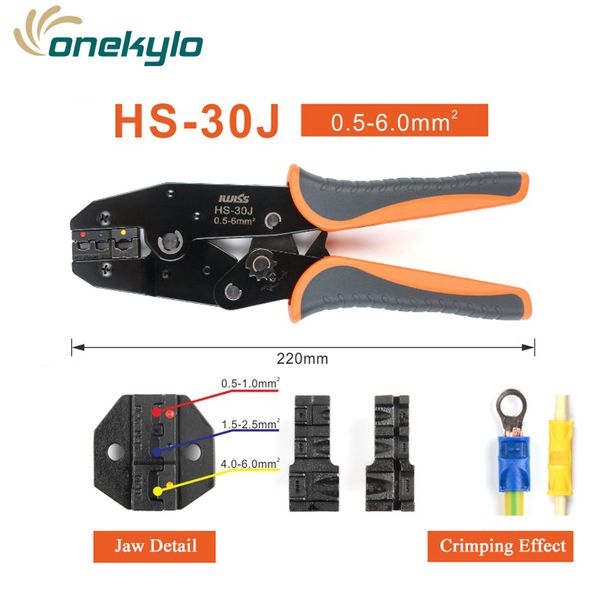 HS-30J 0.5-6MM² alicates de crimper multi ferramentas de mão isolamento término do ringspade ferramenta iwiss frispão 9 polegadas y200321