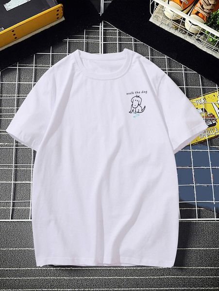 

men dog & letter graphic tee i8yb#, White;black