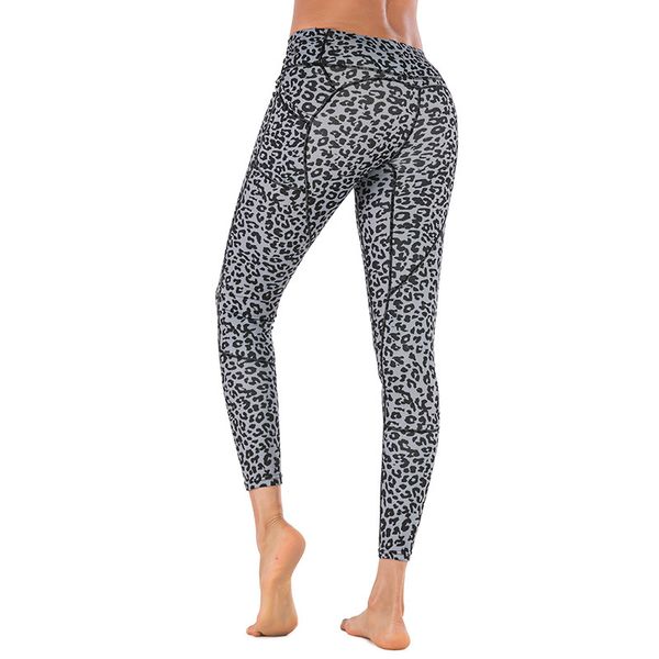 

new fashion leopard print stitching leggings yoga fitness pants for women, Black