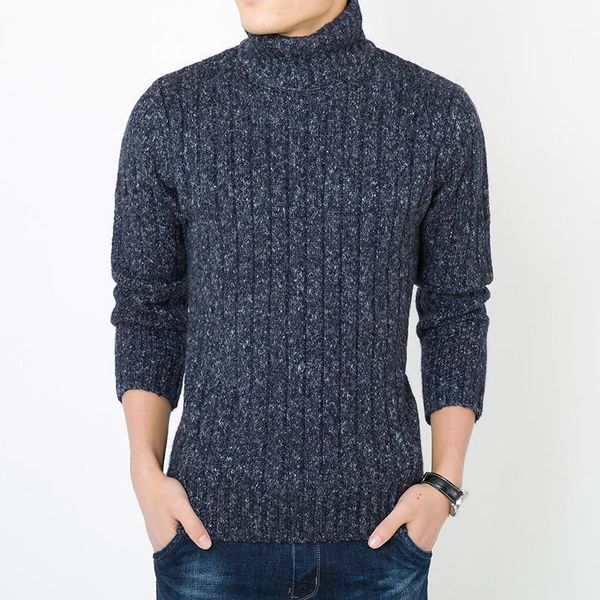 

mrmt 2019 brand new men's sweater thickened turtleneck pure color leisure sweater for male self-cultivation wool knitwear1, White;black