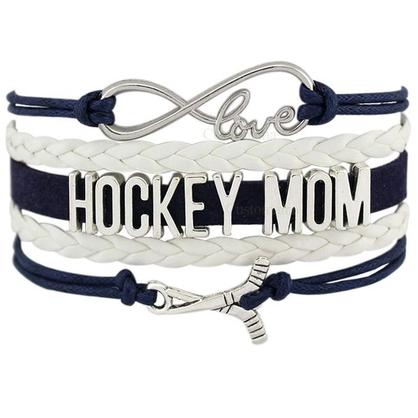 

hockey mom skate sports love infinity charm bracelets women men girl boys jewelry gift drop shipping customize color 16 stylesq1228, Silver