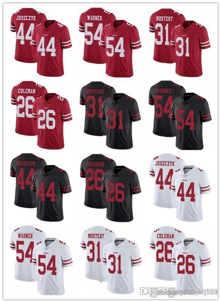 

men women youth san francisco 49ers jersey 31 raheem mostert 54 fred warner 44 kyle juszczyk 26 tevin coleman football jerseys r, Black;red