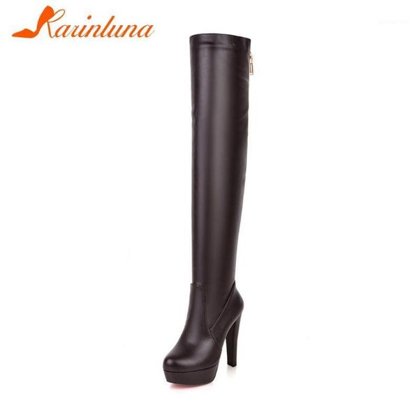 

boots karin 2021 brand big size 43 platform high heels over the knee elegant office party ladies shoes women1, Black