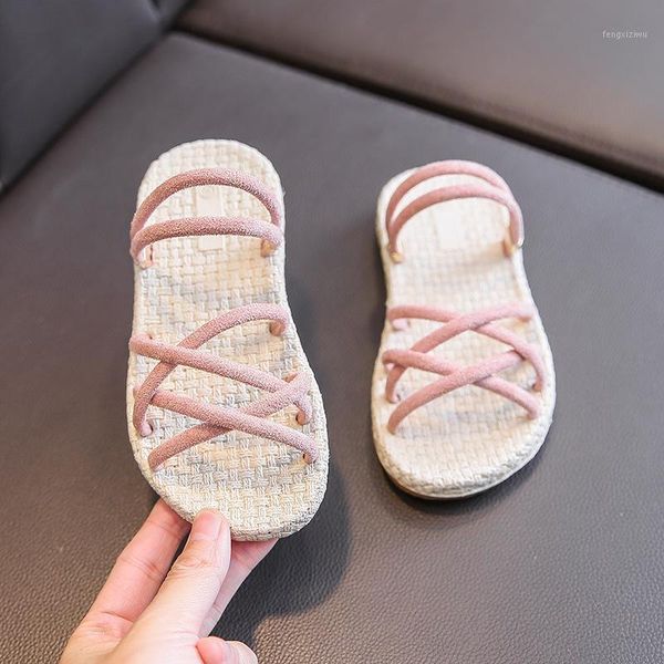 

slipper children' sandals and slippers 2021 summer girls wear fashion flat in the soft-soled sandals1, Black;grey