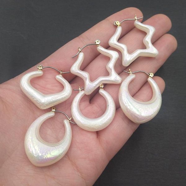 

rainbow pearlized earrings vintage elegant acrylic geometric hoop earrings heart star circle small party jewelry gifts, Golden;silver