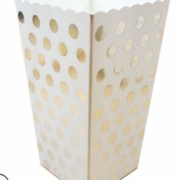 

12шт новый 2018 горячие продажа продуктов питания white card золочение silver wave dot stripes вертикальная панель popcorn paper box party s