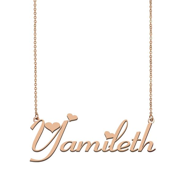 

yamileth name necklace custom nameplate pendant for women girls birthday gift kids friends jewelry 18k gold plated stainless steel, Silver