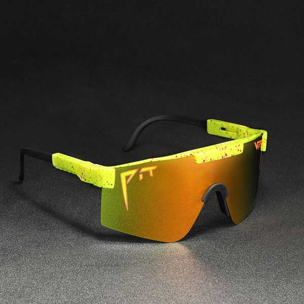 

uv400 pit viper polarized sunglasses for men oversized outdoor sport goggle yellow tr90 frame protection rimless sun glasses, Blue