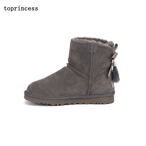 

zx40-1 incess fur bow boots faux fur lined fashion designer snow boots for women new style classic mid calf, Black