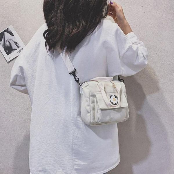 

new small crossbody bags for women handbags embroidery daisy canvas shoulder bag harajuku girl cute cotton fabric tote bag