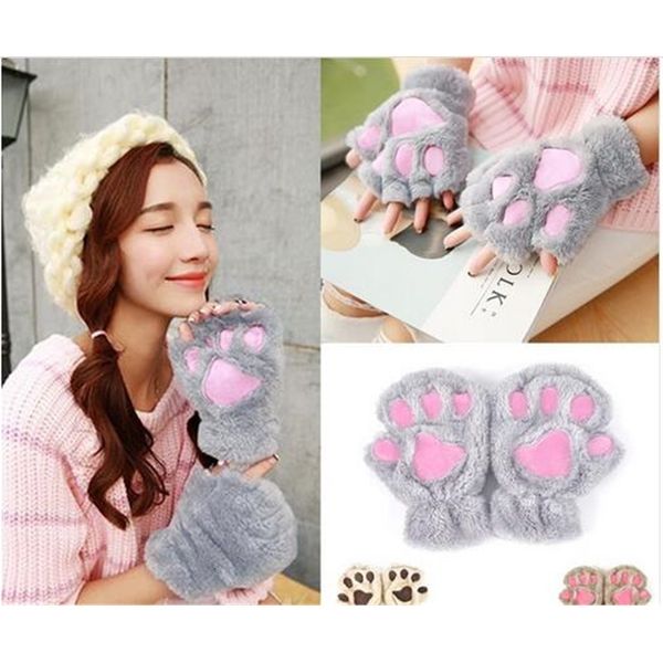 

winter plush short cute with cat lady claw half finger glove fh258outletg9r2