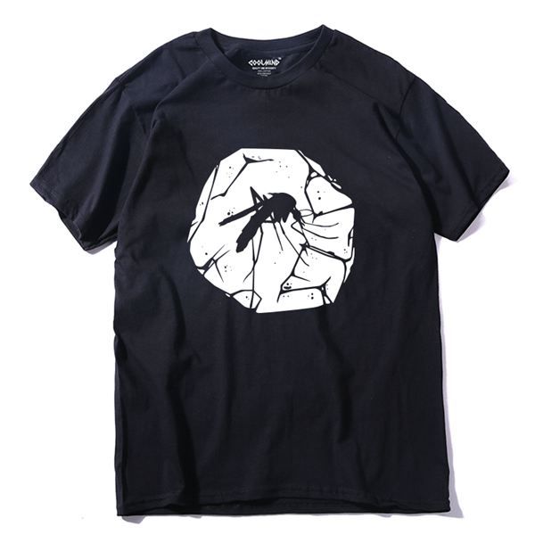 

sport coolmind qi0252a 100% cotton short sleeve mosquito fossils print men t shirt casual summer men tshirt cool men t-shirt tee shirt