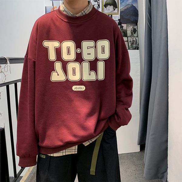 

neploha men's o-neck letter printing sweatshirts autumn winter new woman pullovers hip hop man korean streetwear hoodies, Black