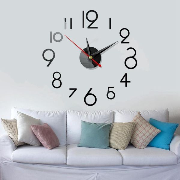 

2020 modern design quartz clocks fashion watches mirror sticker diy living room decor new arrival 3d real big wall clock