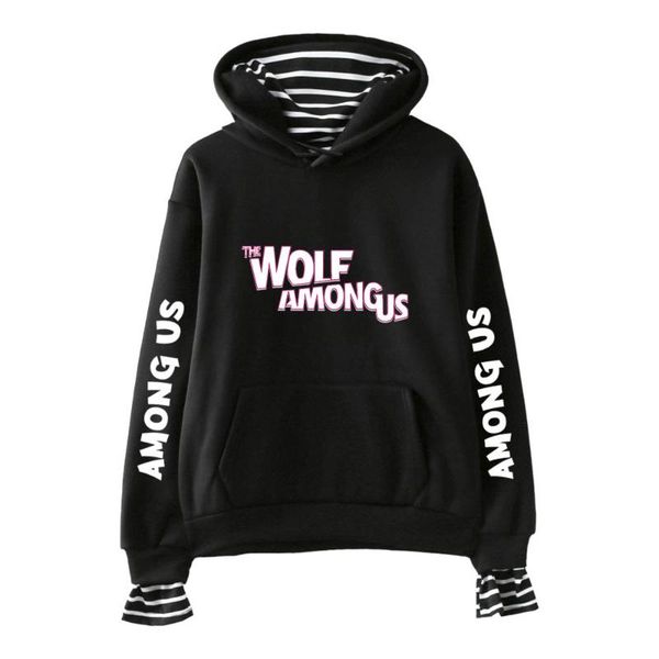 

2020 fake two-piece hoodies for men among us pullover oversize 4xl hooded letters among us pocket warm women sweatshirts coats, Black