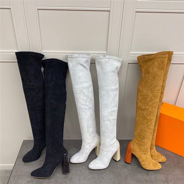 

высокие сапоги над коленом sexy загрузочный слип-on тонкий носок длинные сапоги модельер острым носом леди обувь женщина, Black