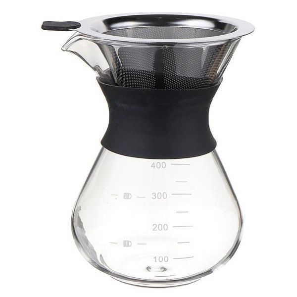 

2020 glass coffee pots heat resistant classic coffee maker pour over coffeemaker pot stainless steel filter#2