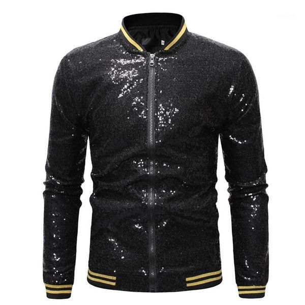 

2020 new men shiny blazers gold sequin glitter suit jackets male nightclub one button suit blazer dj stage blazers1, Black;brown