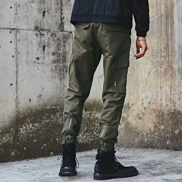 

overalls fashion brand loose legged capris functional style men's casual pants in spring and autumn, Black