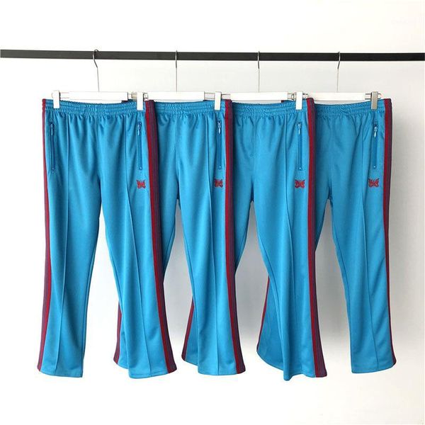 

new blue needles awge sweatpants men women butterfly embroidery awge pants jogger purple stripe needles trousers1, Black