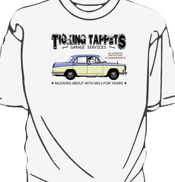 

sport 2019 fashion character 'ticking tappets garage services' t-shirt. british classic car fans magnette farina fitness t-shirts