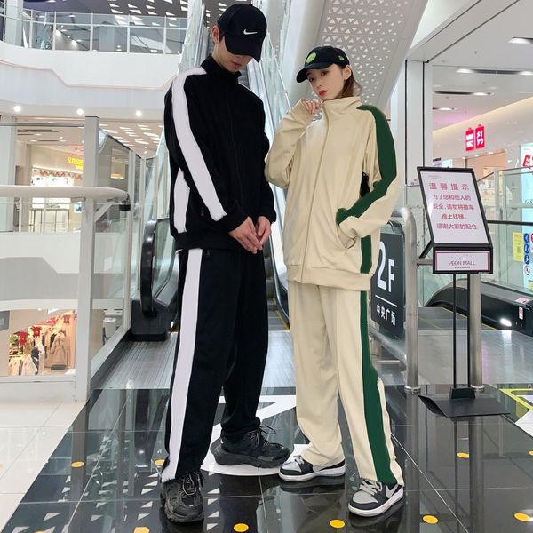 

mens casual tracksuit fashion striped letter pattern sweatsuit men's suits classic outfits men two pieces pants, Gray