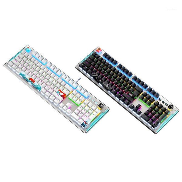 

k968 usb wired mechanical keyboard 104 keys blue switch backlit 30 lights gaming keyboard for pc computer1