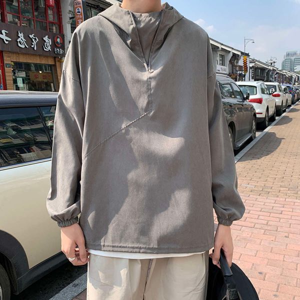 

ins fashion hoodie men's autumn winter korean loose pullover top, Black