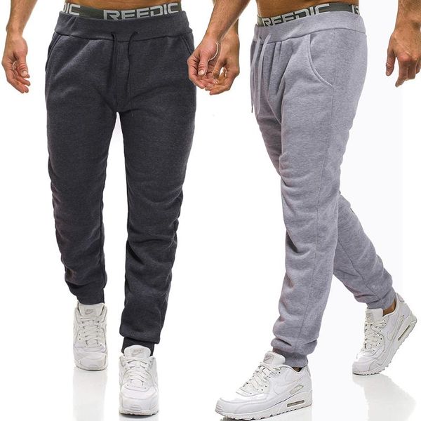 

sweatpants men pure color lanyard slacks loose and comfortable with fleece and foot retractable trousers, Black