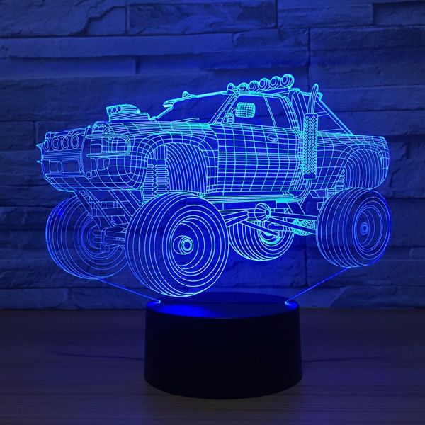 

2021 new vehicle shape kids led for bedroom car 7 color changing luminaria night 3d illusion lamp light bdp1