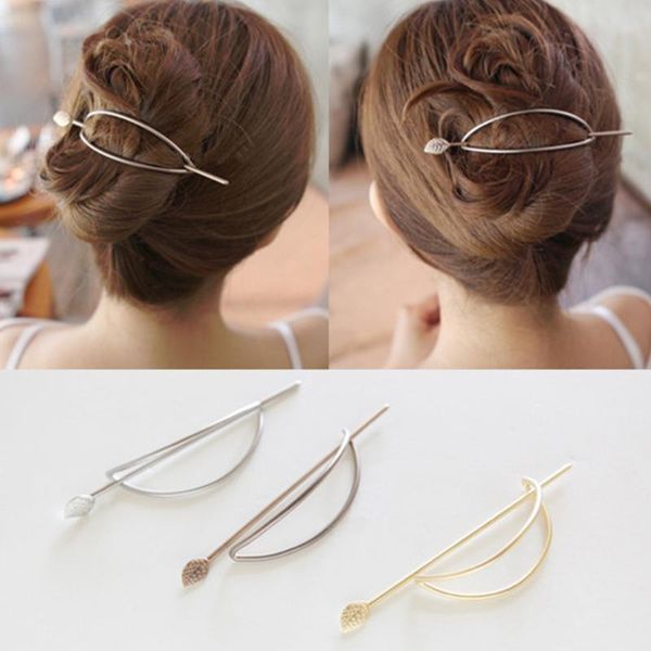 

hair jewelry barrette for women gift simple geometric elliptical out updo hairpin