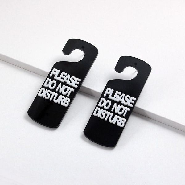

stud 2021 funny acrylic earrings do not disturb letter creative geometry statement alternative fashion cool jewelry, Golden;silver