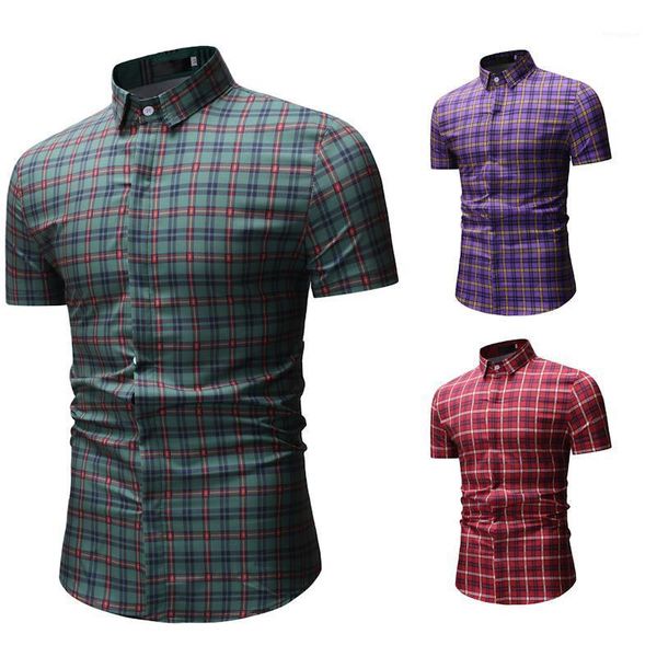 

new plaid shirt men shirt nice new summer fashion slip skirt men checkered short-sleeved clothing1, White;black