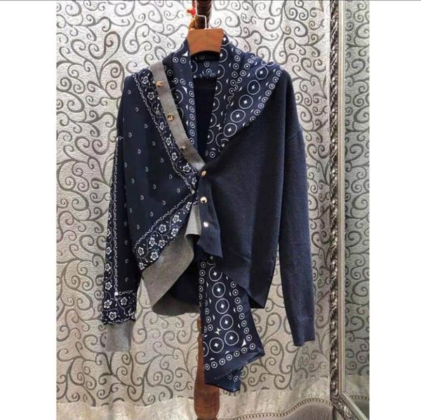 

women's knits & tees autumn fashion cardigan sweater causal silk patchwork full sleeve scarf collar loose elegant knitted sweaters, White