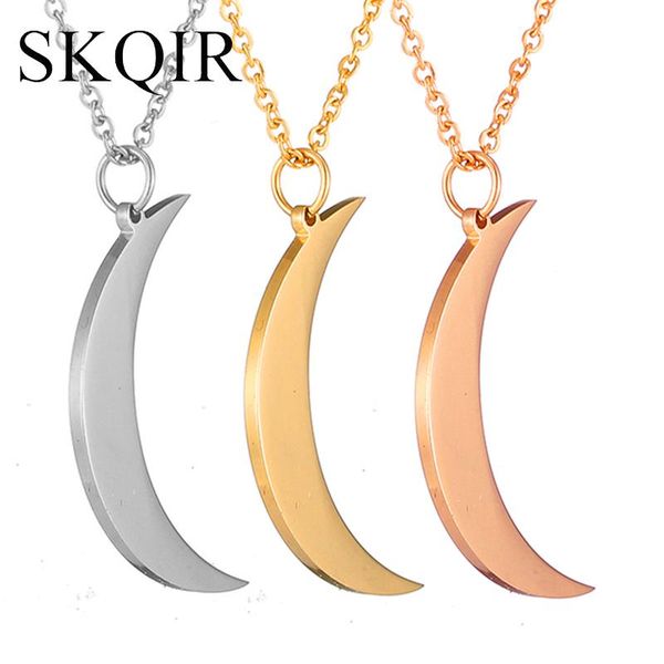 

pendant choker the moon simple nameplate neck necklace as you love women charm chain jewelry steel stainless tsetmeq luckyhat, Silver