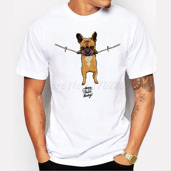 

cartoon printed french bulldog hang in there baby men short sleeve casual hipster funny cool tee sport hooded sweatshirt hoodie t shirt