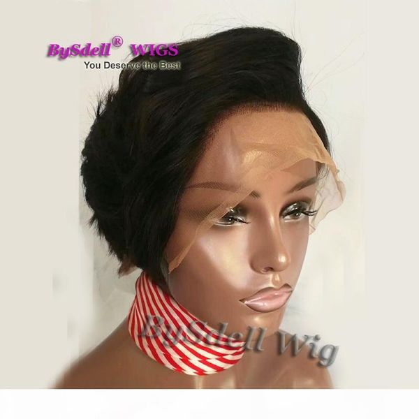 

brazilian virgin hair short bob cut glueless lace human hair wigs for black women natural hairline, Black;brown