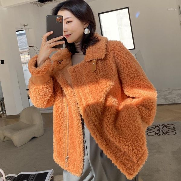 

winter 100% wool thick warm jacket for women clothes 2020 real fur coat female korean ladies sheep shearing coats hiver lw24651, Black